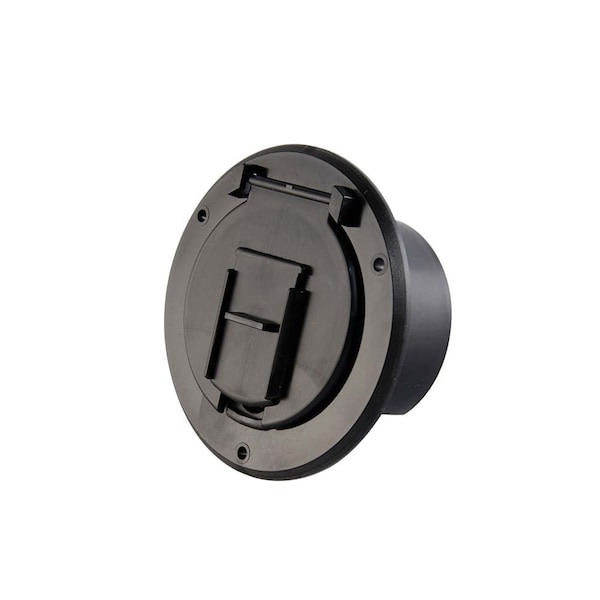 Superior Electric Basic Round Electric Cable Hatch with Back for 30 Amp Cord - Black RVA1571 - main